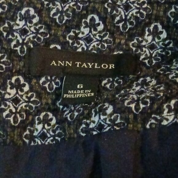 Ann Taylor Womens Size 6 Navy White Geometric Print Skirt Pockets Career Work - Picture 6 of 7